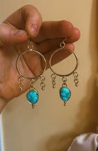 Load image into Gallery viewer, Turquoise Dottie Drop Hoops
