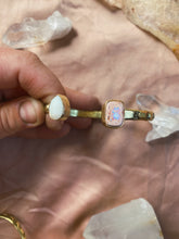 Load image into Gallery viewer, Double Stamped Bangle - Mother of Pearl + Australian Opal
