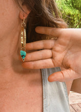 Load image into Gallery viewer, Hubei Turquoise Stamped Hoops
