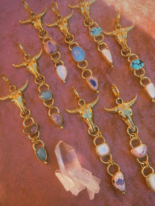 The Steer Earrings - Cantera + Australian Opal + Mother of Pearl