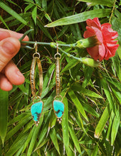 Load image into Gallery viewer, Hubei Turquoise Stamped Hoops
