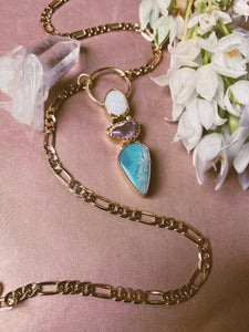 The Portal Necklace - Australian + Cantera Opal, Mother of Pearl