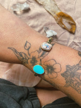Load image into Gallery viewer, Double Stone Open Cuff - Cantera Opal + Kingman Turquoise
