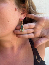 Load image into Gallery viewer, Stamped Hubei Turquoise  Mini Hoops

