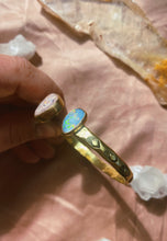 Load image into Gallery viewer, Double Stamped Bangle - Cantera + Australian Opal
