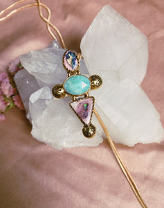 Bold as Love Lariat - Double Cantera Opal + Faceted Amazonite