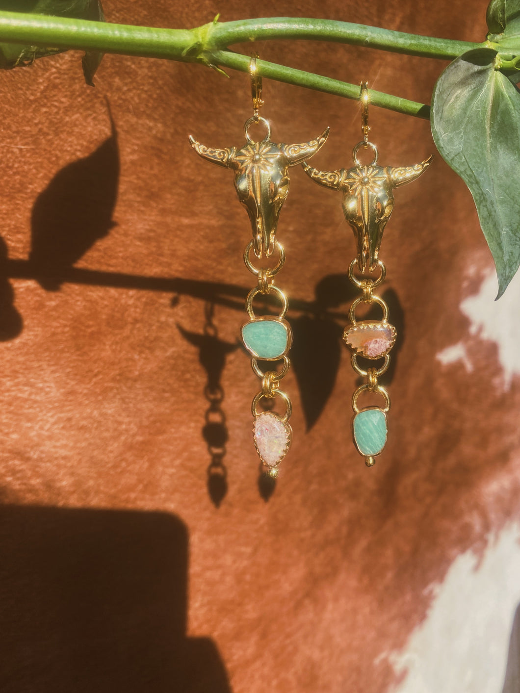 The Steer Earrings - Cantera Opal + Amazonite