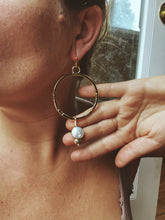 Load image into Gallery viewer, Stamped Hoop - Cantera Opal 001
