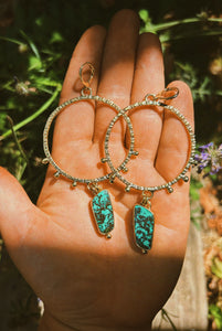 Spider Web Hubei Turquoise Stamped + Dotted Hoops 003