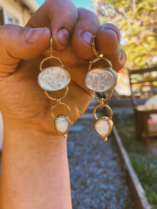 Mother of Pearl + Moon Earrings