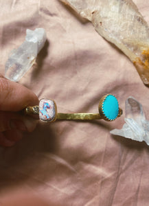 Double Stamped Bangle - Cantera Opal + Turquoise