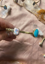Load image into Gallery viewer, Double Stamped Bangle - Cantera Opal + Turquoise
