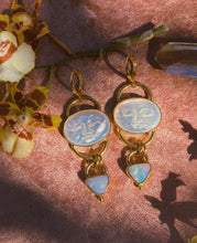 Load image into Gallery viewer, Pearl Moon + Australian Opal Earrings
