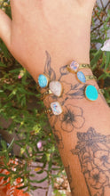 Load image into Gallery viewer, Double Stamped Bangle - Cantera Opal + Turquoise
