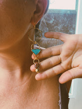 Load image into Gallery viewer, Double Drop Hoop - Tibetan Turquoise + Cantera Opal
