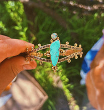 Load image into Gallery viewer, Turquoise + Australian Opal Stamped Cuff
