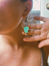 Load image into Gallery viewer, Stamped White Water Turquoise + Opal Earrings 002
