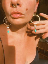 Load image into Gallery viewer, Tiered Stone Hoops - Mabe Pearl + Australian Opal
