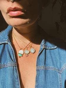 The Moon Maiden Necklace - Sonoran Gold Turquoise + Paperclip Chain