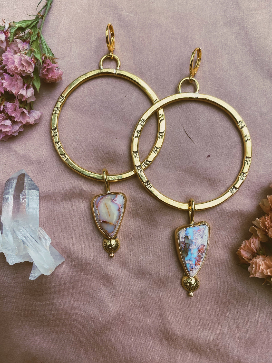Stamped Hoop - Cantera Opal 001