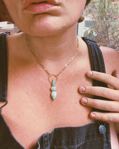 The Portal Necklace - Australian Opal + Kingman Turquoise