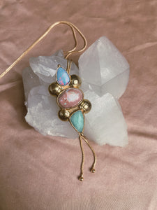 Bold as Love Lariat - Faceted Amazonite, Australian + Cantera Opal
