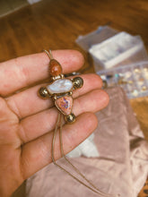 Load image into Gallery viewer, Bold as Love Lariat - Faceted Sunstone, Pearl + Cantera Opal
