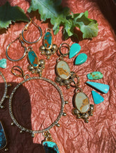 Load image into Gallery viewer, Green Turquoise Stamped Drop Earrings
