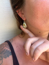 Load image into Gallery viewer, Green Turquoise Stamped Drop Earrings
