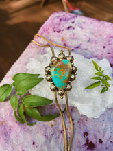Load image into Gallery viewer, Kingman Turquoise Stamped Bolo
