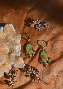 Green Turquoise Stamped Drop Earrings