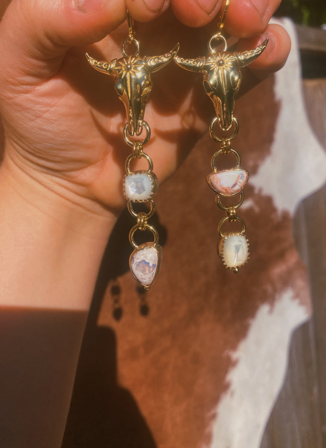 The Steer Earrings - Cantera Opal + Mother of Pearl