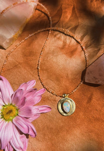 Sunstone + Australian Opal Talisman Disc Necklace
