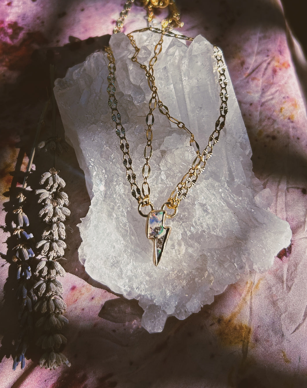 Boulder Opal Double Chain Lightning Bolt Necklace