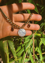 Load image into Gallery viewer, Garnet + Mother of Pearl Charm Necklace
