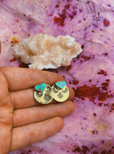 2-in-1 Stamped Disc Studs // Kingman Turquoise