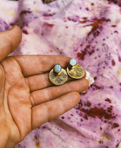 2-in-1 Stamped Disc Studs // Australian Opal