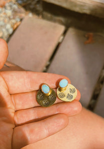 2-in-1 Stamped Disc Studs // Australian Opal