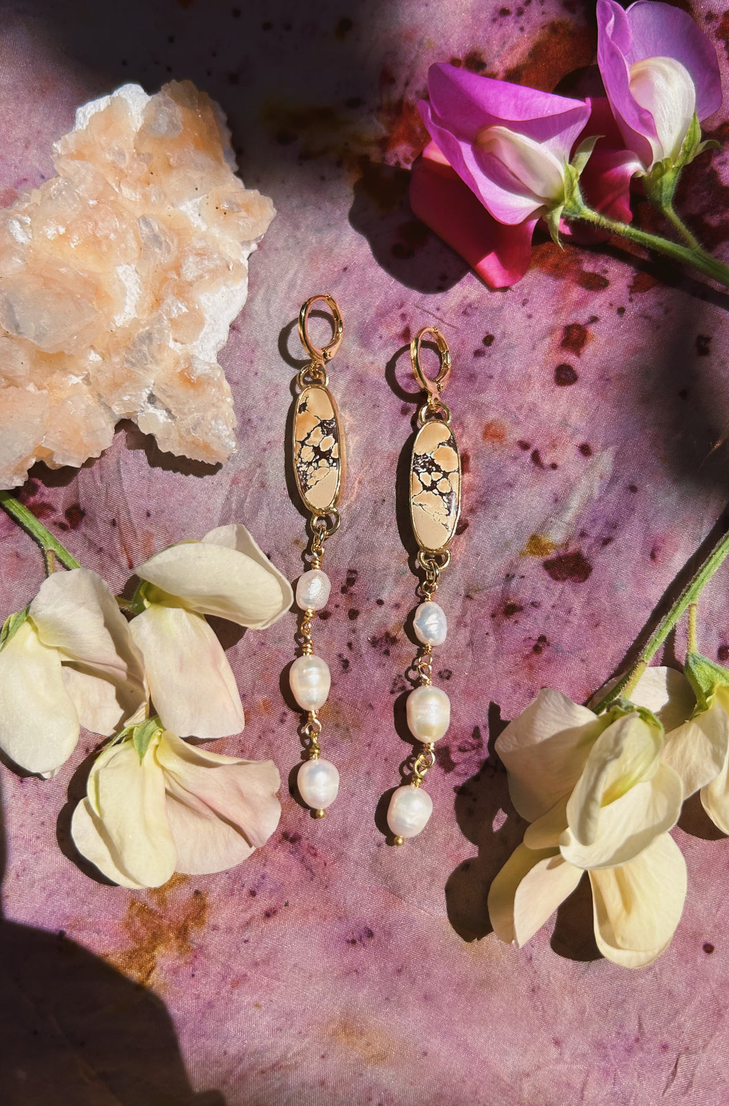 Hubei Turquoise + Pearl Drop Earring