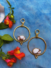 Load image into Gallery viewer, Triple Dot White Buffalo Turquoise Hoop

