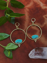 Load image into Gallery viewer, Turquoise Triple Dot Hoop
