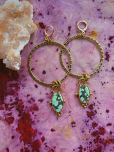 Load image into Gallery viewer, Stamped Hubei Turquoise Hoops
