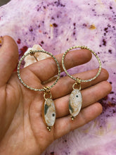 Load image into Gallery viewer, Ocean Agate Stamped Hoops
