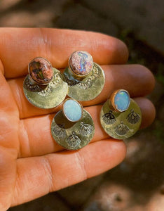 2-in-1 Stamped Disc Studs // Australian Opal