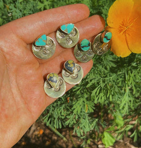 2-in-1 Stamped Disc Studs // Kingman Turquoise