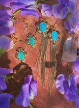 Load image into Gallery viewer, Stamped Kingman Turquoise Mini Hoops
