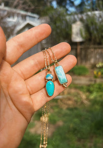 The Portal Necklace  - Kingman Turquoise + Australian Opal