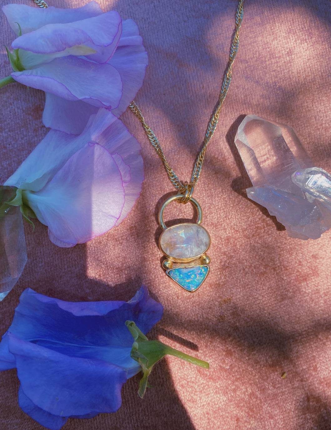 The Portal Necklace 005 - Australian Opal + Moonstone