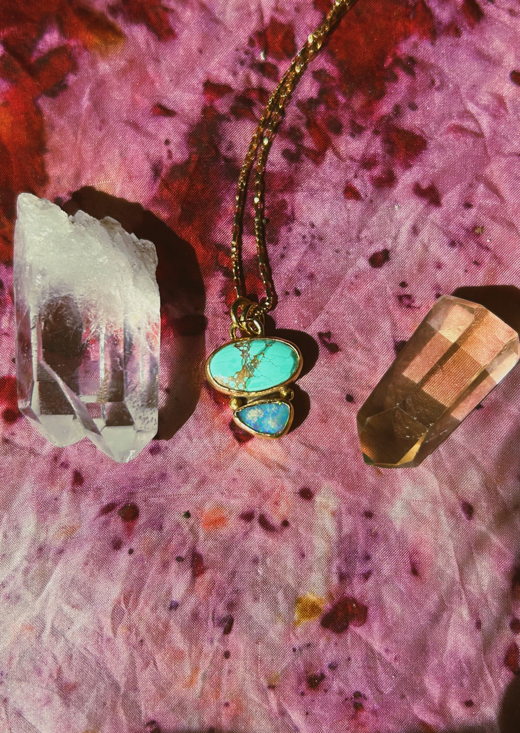 The Portal Necklace - Aussie Opal + Nevada Turquoise