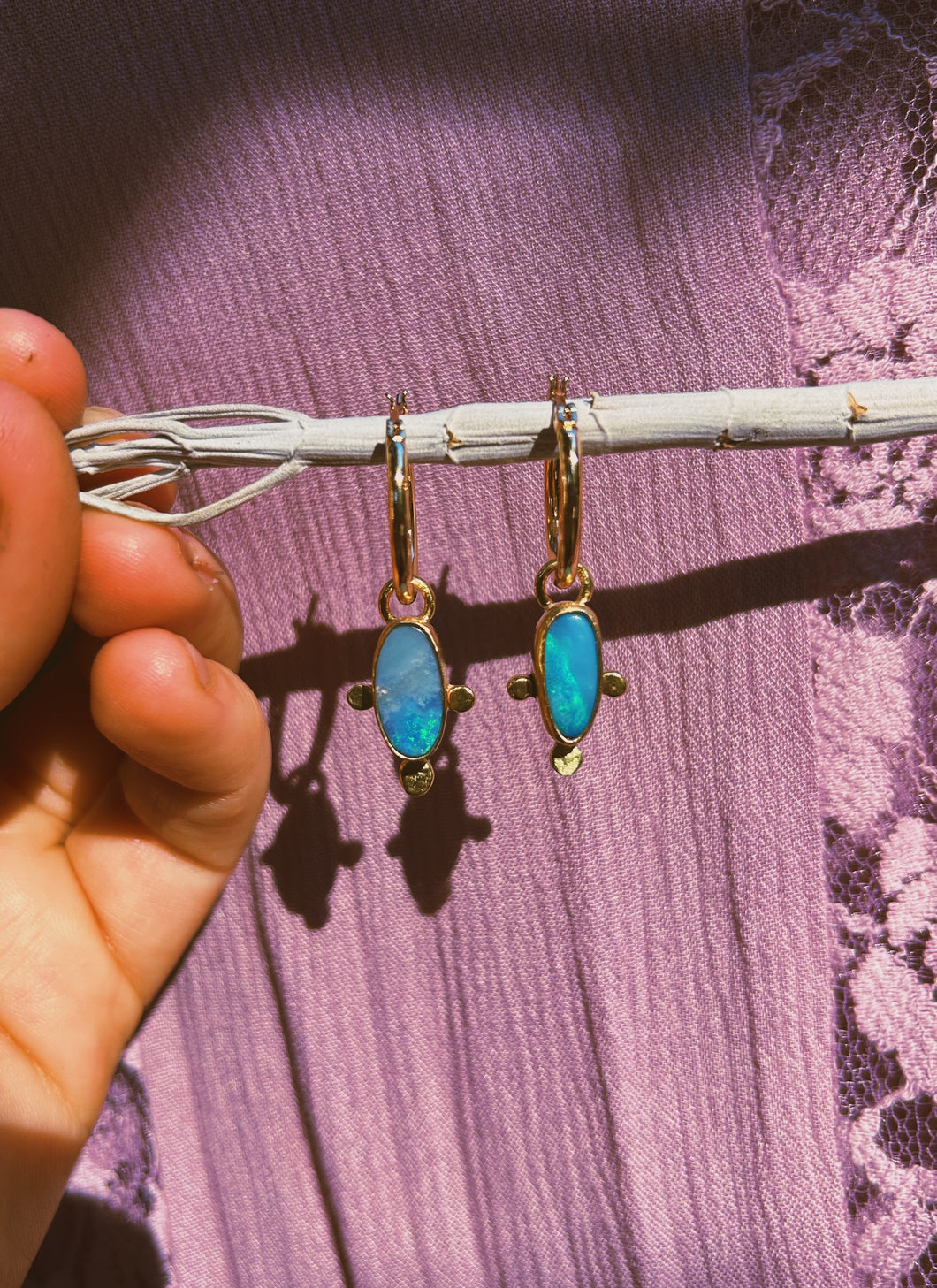 Australian Opal Mini Hoops